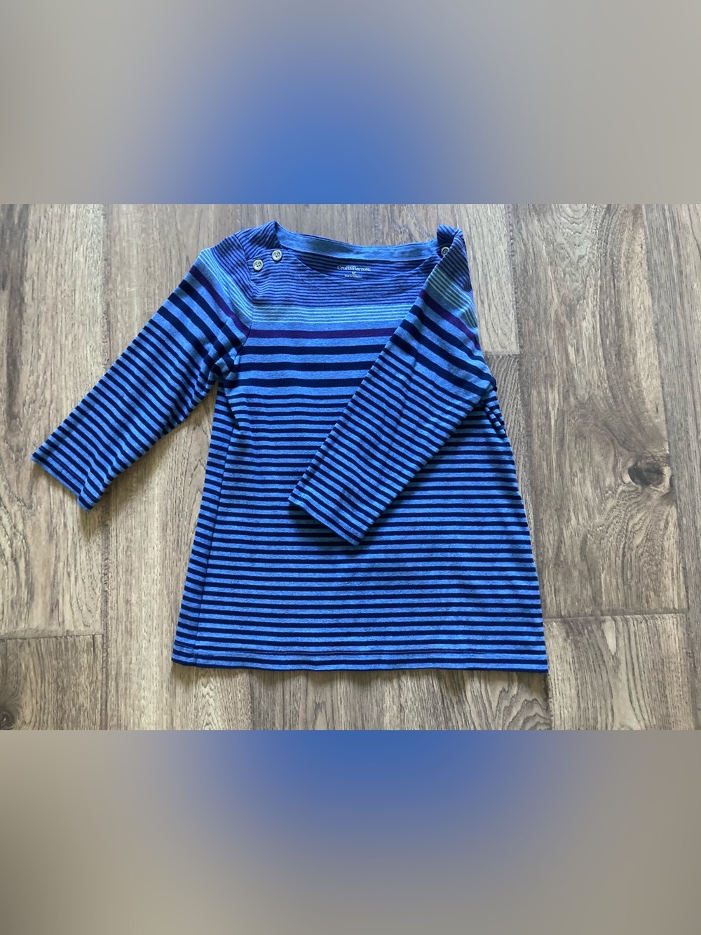 croft & barrow Women’s Blue and Navy Striped 3/4 length Sleeve Size S